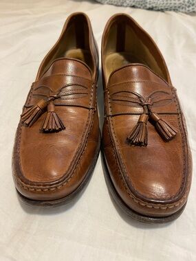 Santoni Brown Leather Loafers with Tassels